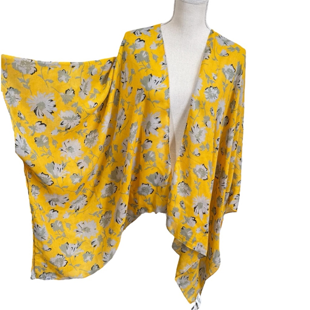Eddie Bauer Floral Kimono Beach Swim Cover Up Resortwear Boho Lightweight Shawl